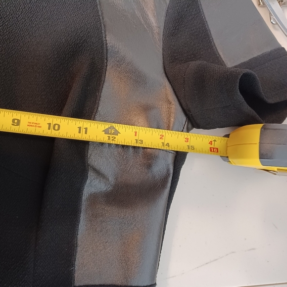 Rebecca Taylor Goth Grunge 100% Lamb Leather Trim Sz 6 Fit & Flare Dress - Picture 11 of 13